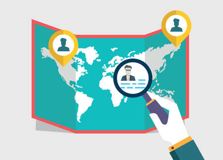 Vector illustration of espionage and surveillance  Surveillance and search - vector illustration