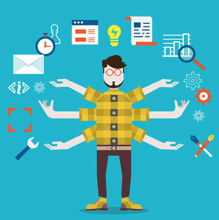 Development and internet service  Human resource and self employment - vector illustrationのイラスト素材