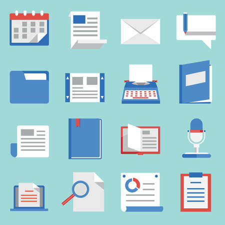 Set of vector flat icons for web and mobile applications  Communications and documents - vector iconsのイラスト素材