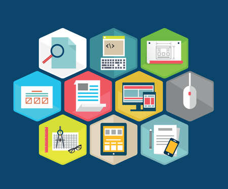 Vector flat composition of programming interface - vector illustrationのイラスト素材