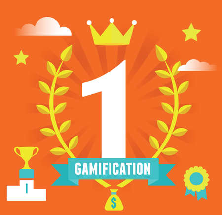 Vector concept of gamification concept and business  Achievement and improvement  - vector illustrationのイラスト素材