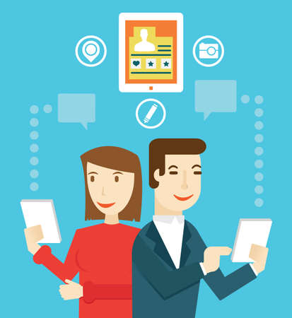 Concept of social media - vector illustrationのイラスト素材
