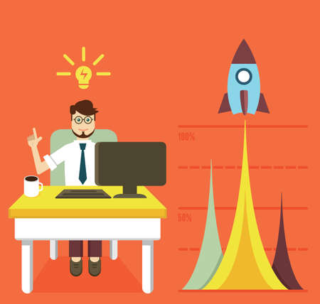 Vector concept of business optimization and business growth graph - vector illustrationのイラスト素材