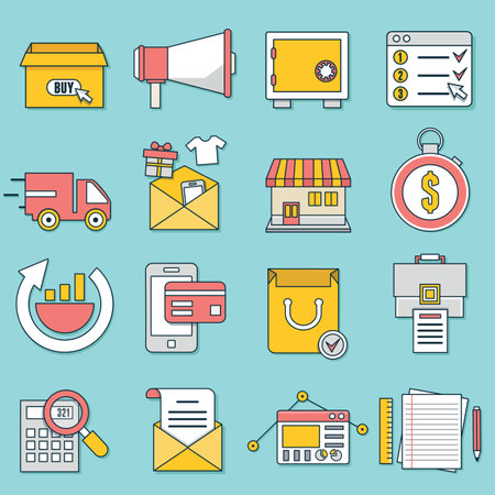 Set of business icons. Flat line style - part 1 - vector iconsのイラスト素材