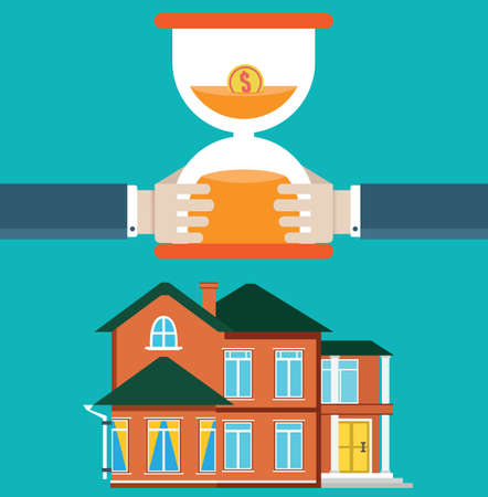 Purchase of housing by loan. Mortgage and time - vector illustrationのイラスト素材