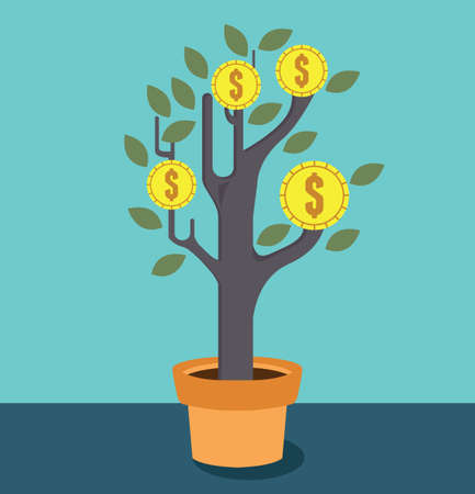 Business optimization. Tree with money - vector illustrationのイラスト素材