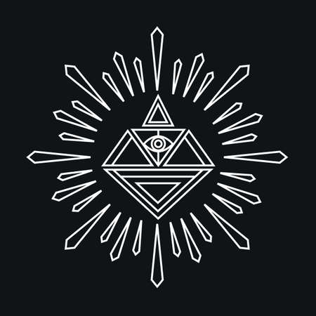 Vector linear abstract hipster icon template - magical diamond - vector badgeのイラスト素材