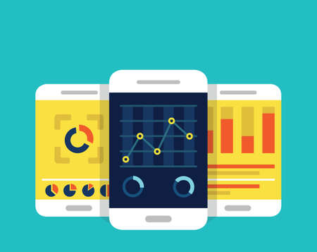 Mobile dashboards with analytics information - vector illustrationのイラスト素材