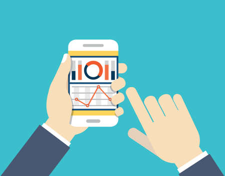 Mobile phone with dashboard. Modern user interface for businessman - vector illustrationのイラスト素材