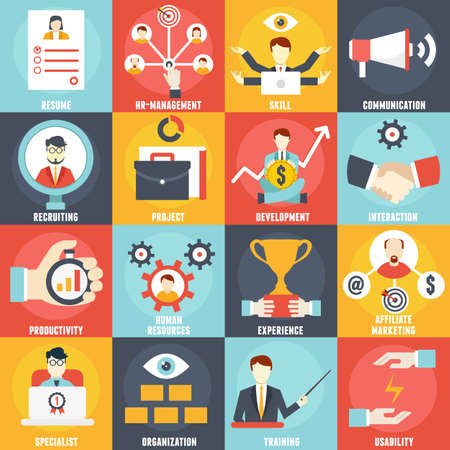 Set of Human Resources Management icons - vector iconsのイラスト素材