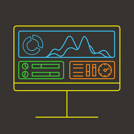 Linear vector illustration of web analytics information and development website statistic - vector illustrationのイラスト素材