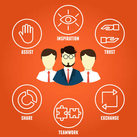 Vector concept of collaboration with components - vector illustrationのイラスト素材