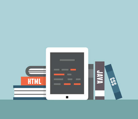 E-learning programming with copy cpace for text - vector illustrationのイラスト素材