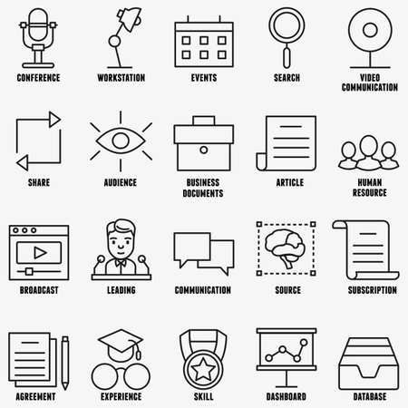 Vector set linear business education icons - part 1 - vector iconsのイラスト素材