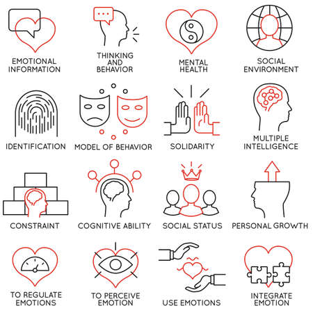 Set of 16 icons related to business managementのイラスト素材