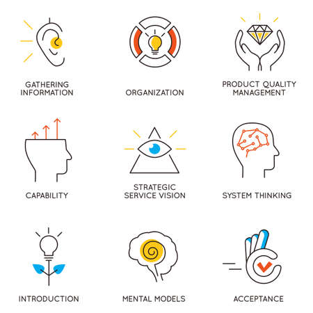 Vector set of icons related to career progress and business management. Infographics design elements - part 6のイラスト素材