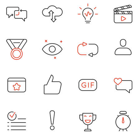 Vector Set Of Linear Icons Related to Feedback, Review and Customer Relationship Management. Mono Line Pictograms and Infographics Design Elements.のイラスト素材