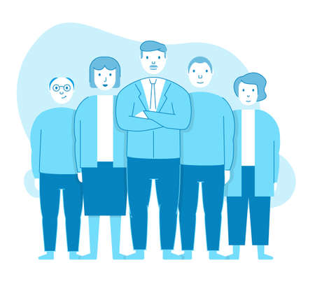 Partnership, Leadership, Human Resource Management. Vector flat linear style - filled outlineのイラスト素材