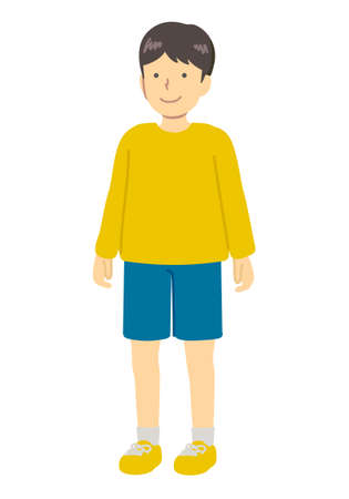 Illustration of a boy standing with a smileのイラスト素材
