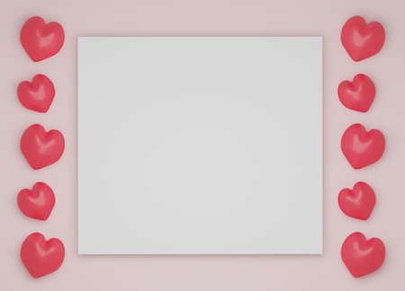 3DCG frame with cute hearts
