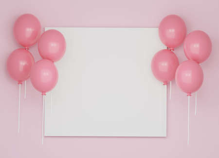 Frame 3DCG with cute balloons floatingの写真素材