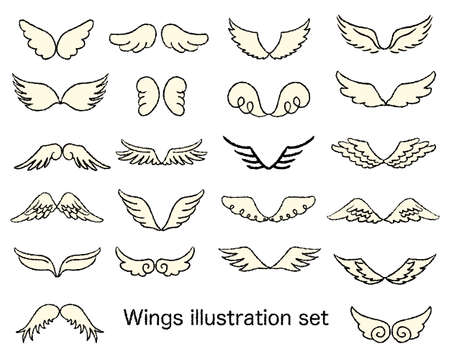 Various types of wing illustration setのイラスト素材