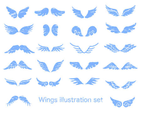 Various types of wing illustration setのイラスト素材