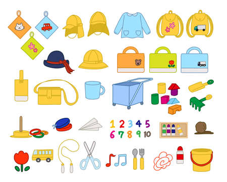 Nursery school, kindergarten related illustrationsのイラスト素材