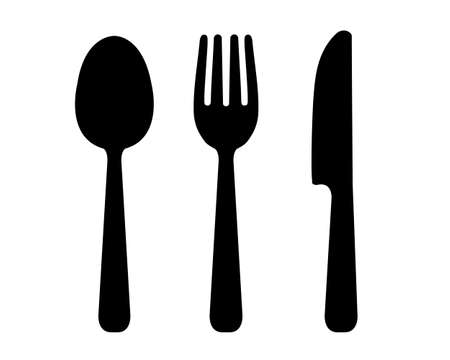 Spoon, fork and knife illustration setのイラスト素材