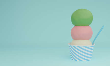 Ice cream 3DCG background imageの写真素材