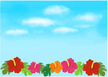 Hibiscus background illustration materialのイラスト素材