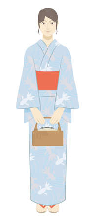 A woman in a yukataのイラスト素材