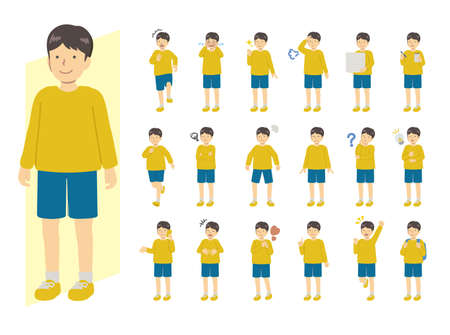 Full body boy set in yellow clothesのイラスト素材