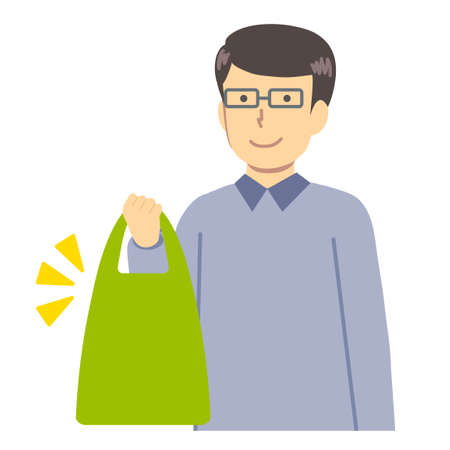 Illustration of a man with a bagのイラスト素材