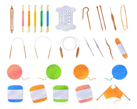 Knitting illustration material / analog styleのイラスト素材