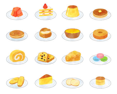 Sweets illustration material set / analog styleのイラスト素材