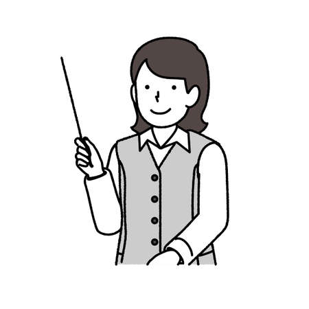 Woman working at the reception: holding a pointerのイラスト素材