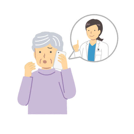 Senior woman for medical consultation over the phoneのイラスト素材