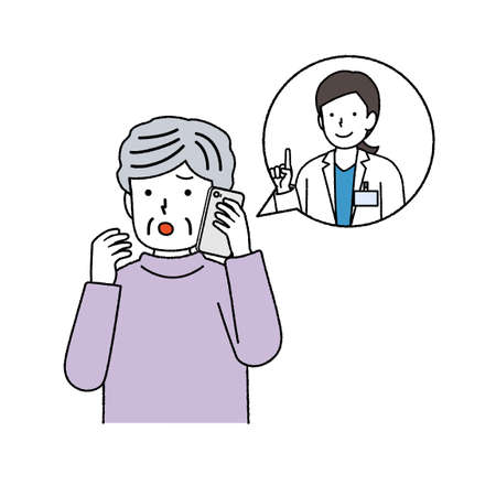 Senior woman for medical consultation over the phoneのイラスト素材