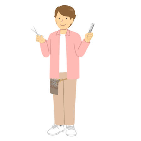 Male illustration of beauticianのイラスト素材