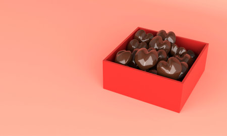 Heart chocolate 3DCG illustration in a boxの写真素材