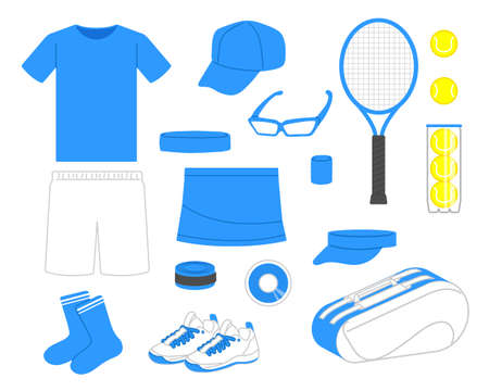 Illustration set of tennis equipmentのイラスト素材