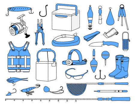 Fishing tackle illustration material setのイラスト素材