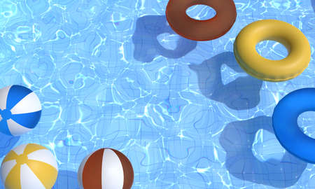 Pool and float and beach ball image 3dcg illustration