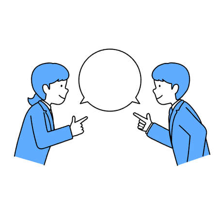 Men and women in suits pointingのイラスト素材