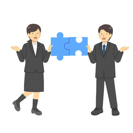 Office worker with matching piecesのイラスト素材
