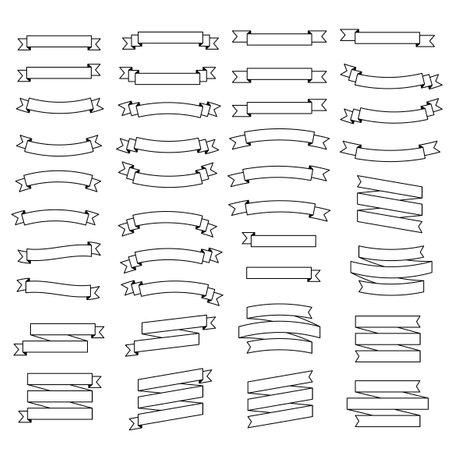 Line drawing ribbon illustration setのイラスト素材