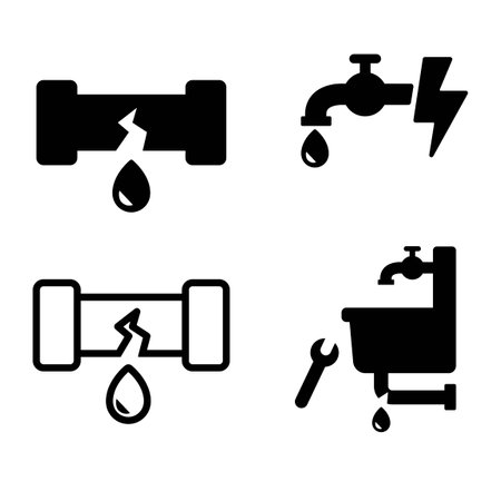 Plumbing trouble icon set : vectorのイラスト素材