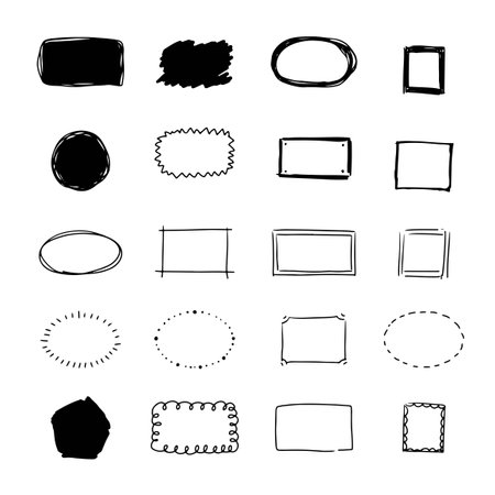 Hand drawn copy space frame setのイラスト素材