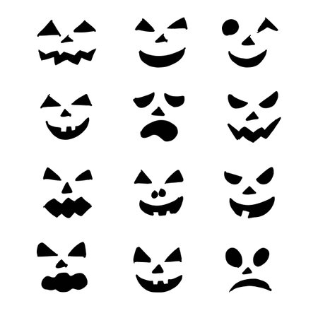 Halloween pumpkin face set : vectorのイラスト素材